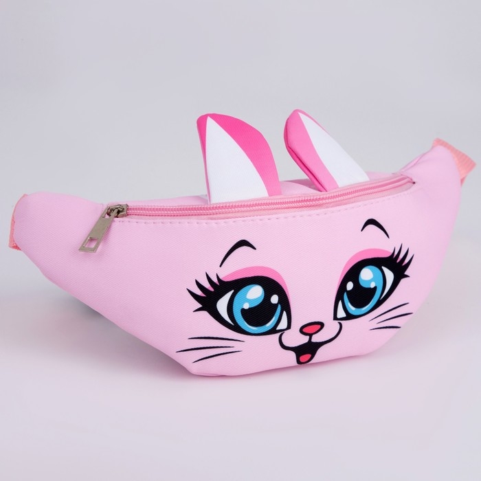 Сумка поясная детская для девочки Сумка поясная детская для девочки "Кошечка", 31 х см, отдел на молнии, цвет красный