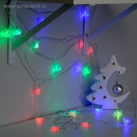 Гирлянда &laquo;Нить&raquo; 5 м с насадками &laquo;Два колокольчика&raquo;, IP20, прозрачная нить, 20 LED, свечение мульти (RG/RB), мигание, 220 В