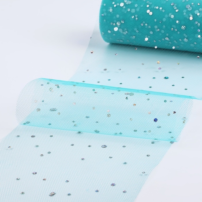 Фатин с блёстками, 15 см, 11 &plusmn; 1 г/кв.м, 23 &plusmn; 1 м, цвет тиффани №43