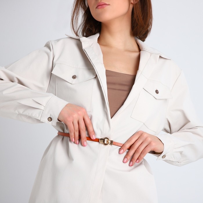 Ремень женский, ширина 1 см, пряжка металл, цвет рыжий