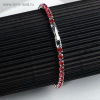 Браслет со стразами &laquo;Сияй&raquo; тонкая нить, цвет красный в серебре, 18 см