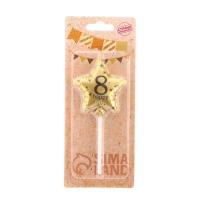 Свеча в торт на шпажке "Воздушный шарик.Звезда", цифра 8, 11х5 см, золотая Свеча в торт на шпажке "Воздушный шарик.Звезда", цифра 8, 11х5 см, золотая