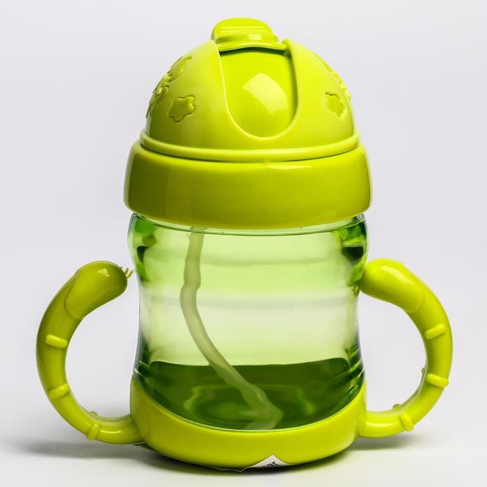 Поильник детский с силиконовой трубочкой, 150 мл., с ручками, цвет МИКС