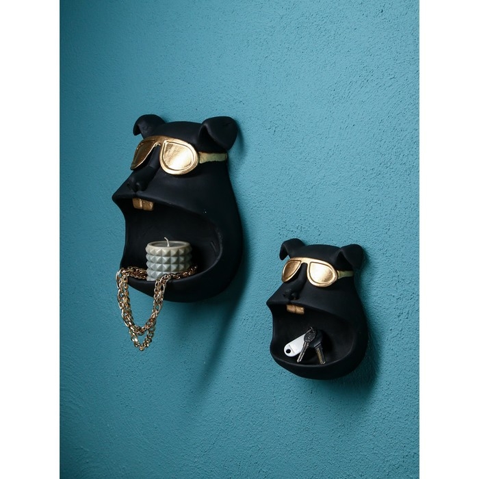 Набор подставок для мелочей &laquo;Собака&raquo;, полистоун, 25 см, цвет чёрный