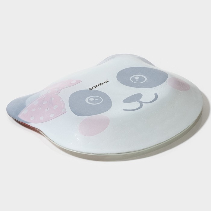 Тарелка стеклянная Доляна &laquo;Панда девочка&raquo;, 14,9&times;12,9 см, цвет белый