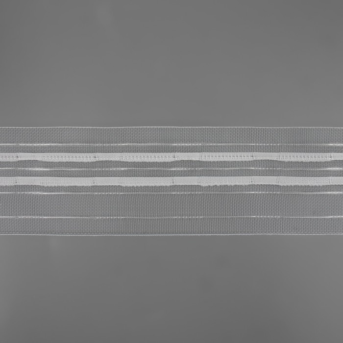 Шторная лента фиксированная сборка, органза, 6 см, 50 &plusmn; 1 м, цвет прозрачный/белый