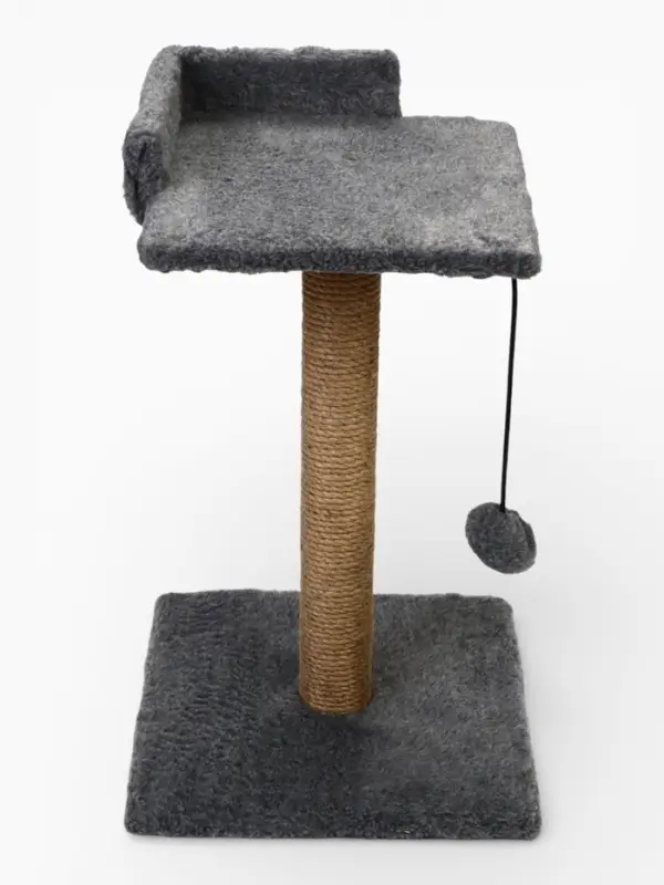 Когтеточка - столбик Petmil &laquo;Релакс&raquo;, 60&times;35&times;35 см, с полкой - лежанкой и игрушкой, джут, серая