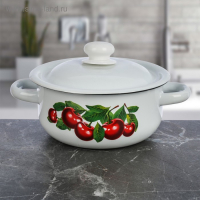 Кастрюля эмалированная 1,5 л, декор МИКС, цвет белый