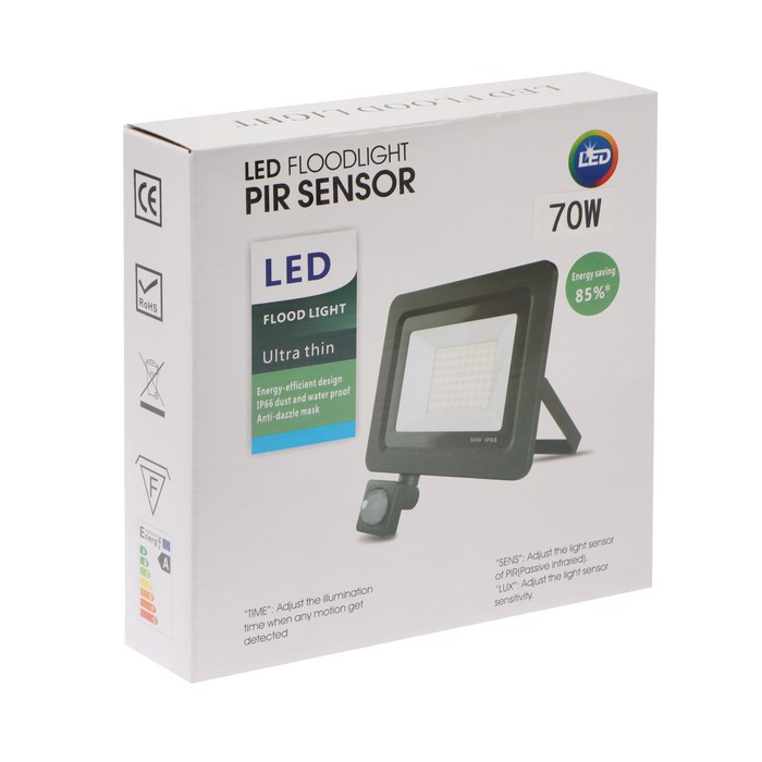 Прожектор светодиодный, 70 Вт,Датчик движения,IP65, 5600 Лм, 6500К, 180-240В Прожектор светодиодный, 70 Вт,Датчик движения,IP65, 5600 Лм, 6500К, 180-240В