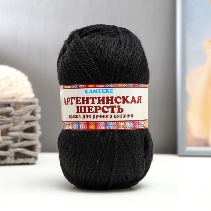Пряжа Пряжа "Аргентинская шерсть" 100% импортная шерсть 200м/100гр (003, черный)