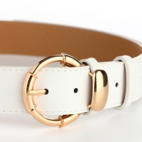 Ремень женский, ширина 4 см, винт, пряжка золото, цвет белый