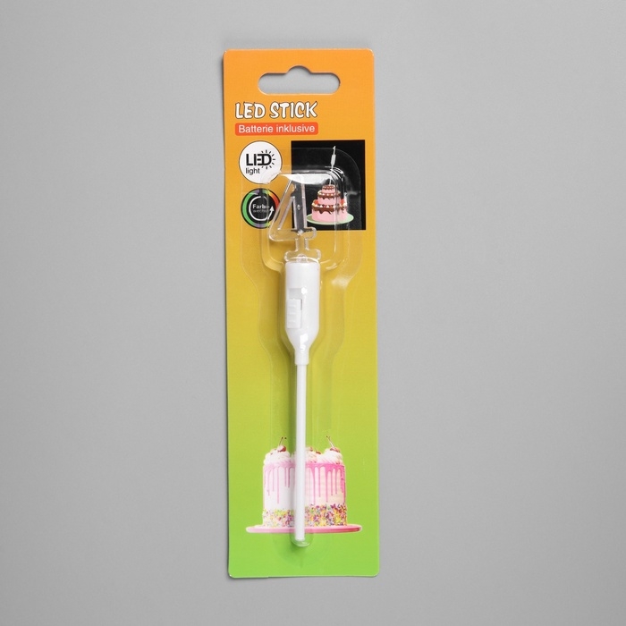 Светодиодная свеча Светодиодная свеча "Цифра 4", 14.5 см, от батареек LR1130х3 (в комплекте), свечение мульти (RGB)