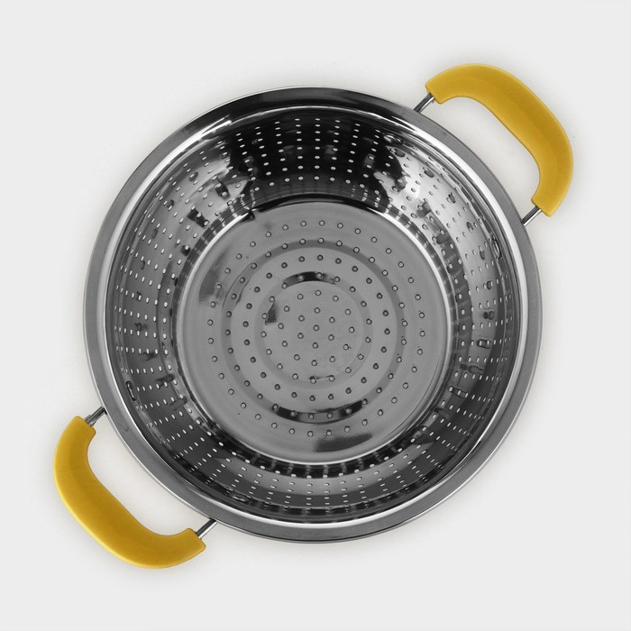 Дуршлаг из нержавеющей стали &laquo;Эдвин&raquo;, d=22 см, две пластиковые ручки, цвет МИКС