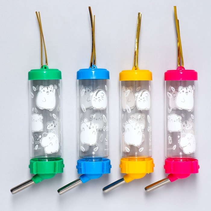 Поилка для грызунов &laquo;Хомячки&raquo; 125 мл, 12.5х4.5 см, микс цветов