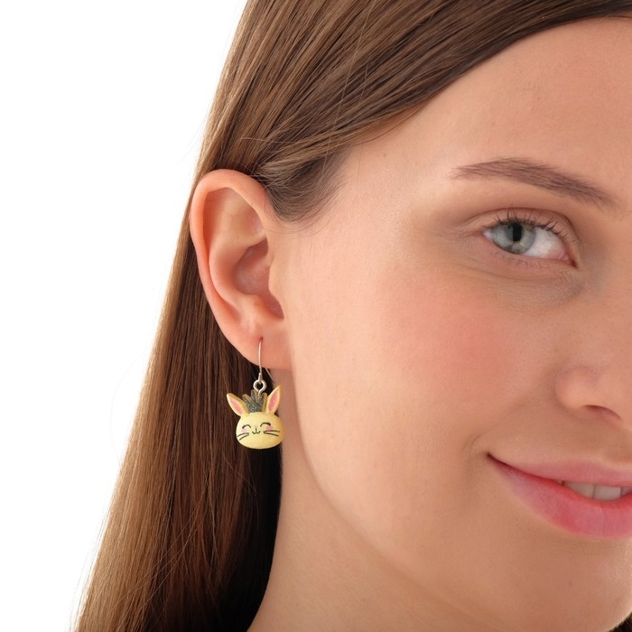 Серьги детские &laquo;Выбражулька&raquo; зайчата, цвет жёлтый в серебре