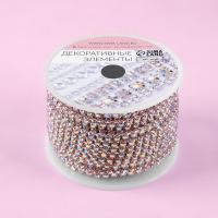 Цепь со стразами, с голографией, металл, стекло, 2,5 мм, 9 &plusmn; 1 м, цвет серебряный