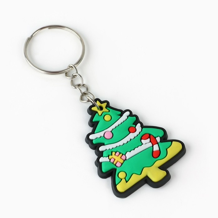 Брелок новогодний, для ключей, резиновый &laquo;Рождественская ёлка&raquo; 3 х 10,5 см