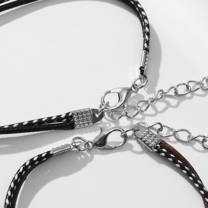 Браслеты &laquo;Неразлучники&raquo; совы на веточке, цвет чёрно-коричневый, L=19 см