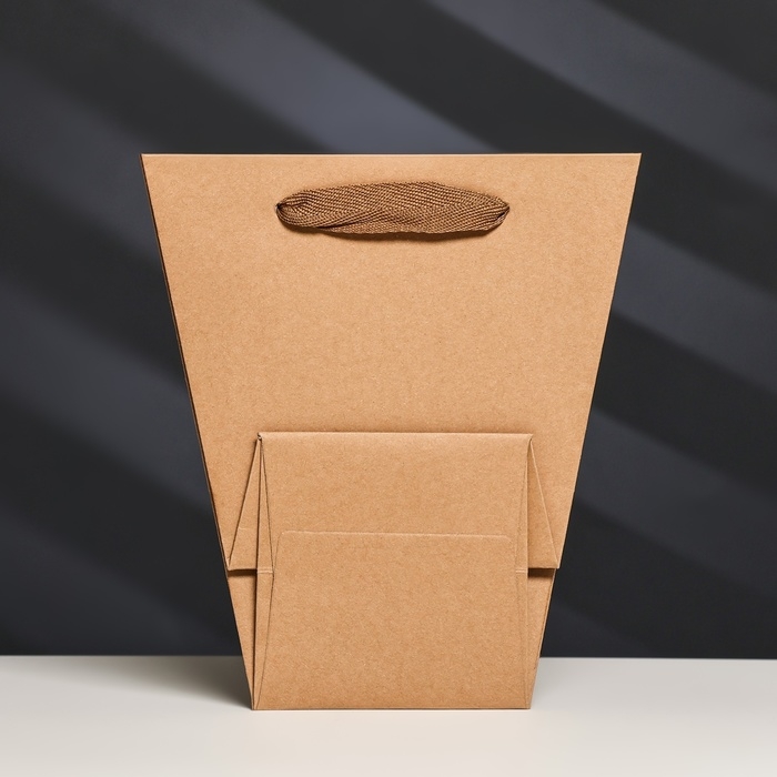 Пакет-переноска для цветов 10 &times; 10 &times; 20 х 18 см, крафт