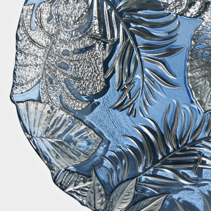 Тарелка стеклянная &laquo;Арабис&raquo;, d=21,5 см, цвет голубой