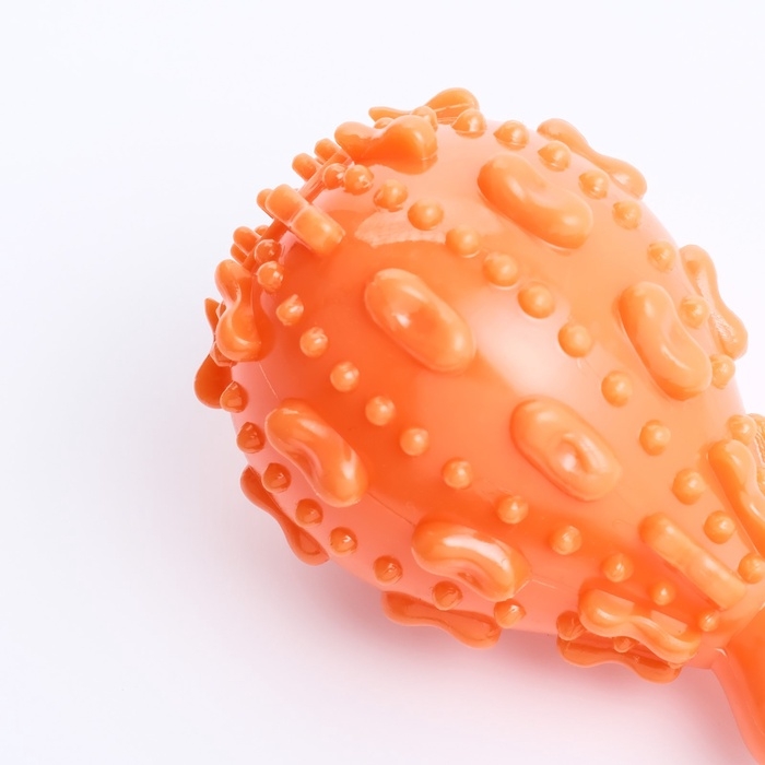 Игрушка массажная пищащая для собак "Окорок" 10 см, ТПР, оранжевая