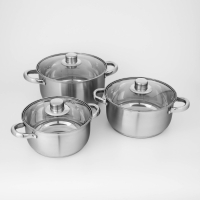 Набор кастрюль из нержавеющей стали Доляна &laquo;Гретте&raquo;, 3 предмета: 2,3 л, 3,2 л, 4,2 л, крышки