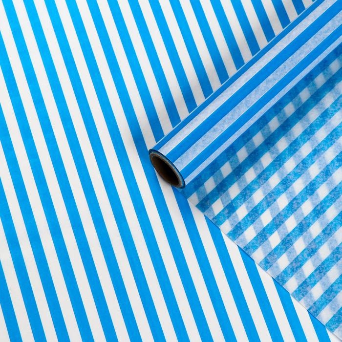 Бумага силиконизированная &laquo;Полоски&raquo;, голубые, для выпечки, 0,38 х 5 м