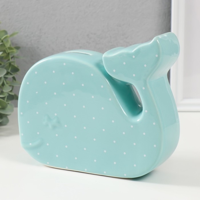 Копилка керамика "Китёнок в горох" зелёный 21,5х5,2х18,2 см