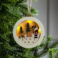 Ёлочная игрушка &laquo;Шар с Дедом Морозом&raquo;, от батареек, свечение тёплое белое