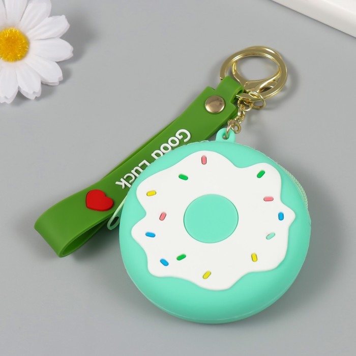 Брелок кошелёк с карабином, ремешком силикон Брелок кошелёк с карабином, ремешком силикон "Пончик" 3,5х8,5х8,5 см