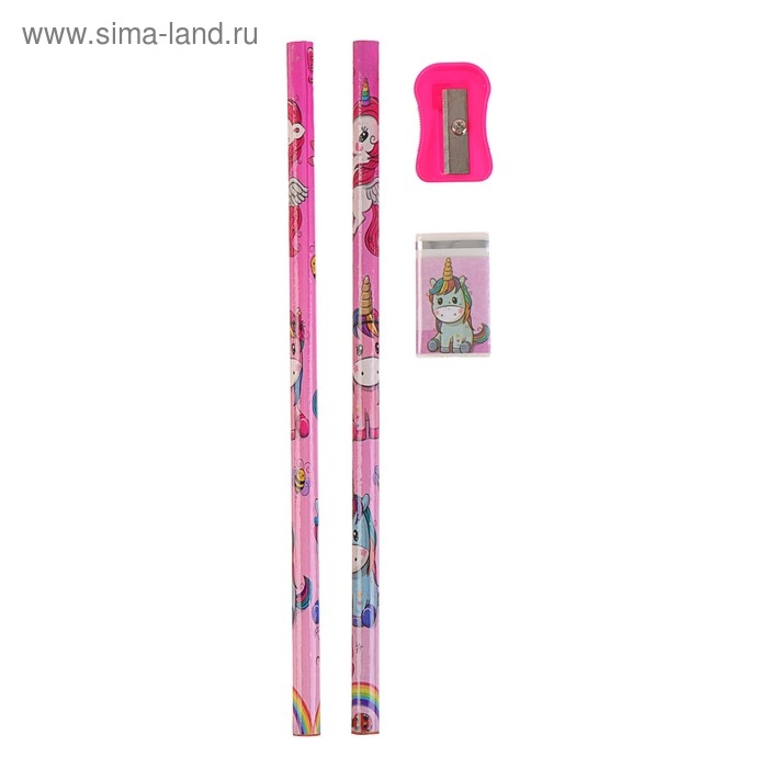 Набор настольный детский "Единорог" (подставка+2 карандаша+линейка+точилка+ластик+блокнот 8 листов+ножницы)