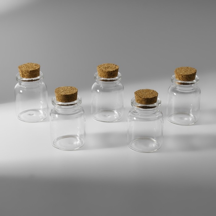 Баночки для хранения бисера, d = 3 &times; 4,5 см, 5 шт