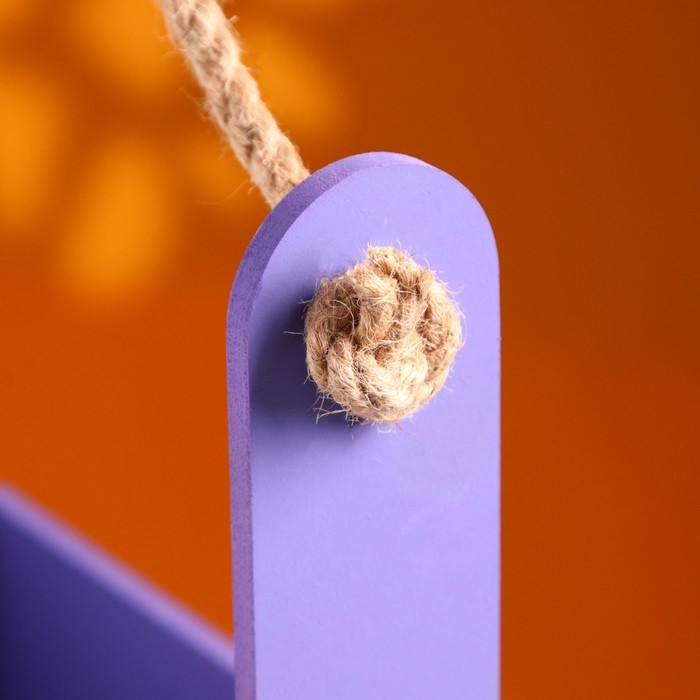 Кашпо деревянное 25.5×15×30 см Кашпо деревянное 25.5×15×30 см "Аром", ручка канат, Фиолетовый