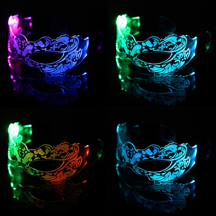 Светодиодные очки Светодиодные очки "Маскарад", 16.5x7x15,5 см, CR2032x2 (в компл.), 3 режима, RGB