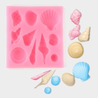 Молд &laquo;Ракушки&raquo;, силикон, 7,7&times;7&times;1,5 см, цвет розовый