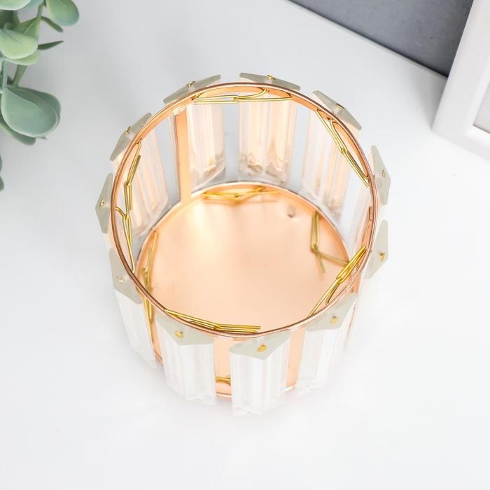 Подсвечник металл на 1 свечу "Кристаллы" круг золото 13х10х10 см