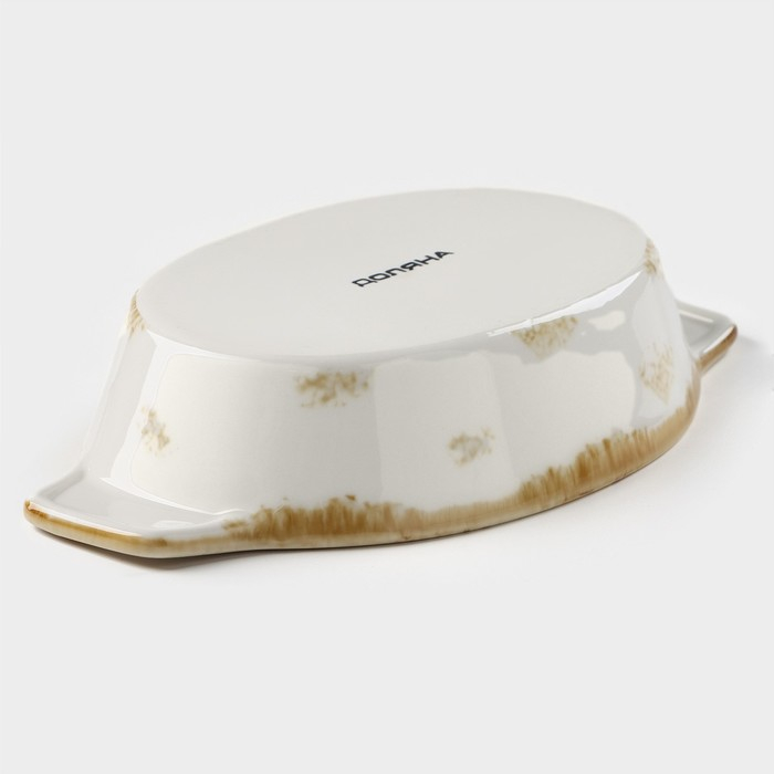 Форма для запекания из фарфора Доляна Organic Gold, 500 мл, 22&times;13&times;4,5 см, цвет белый