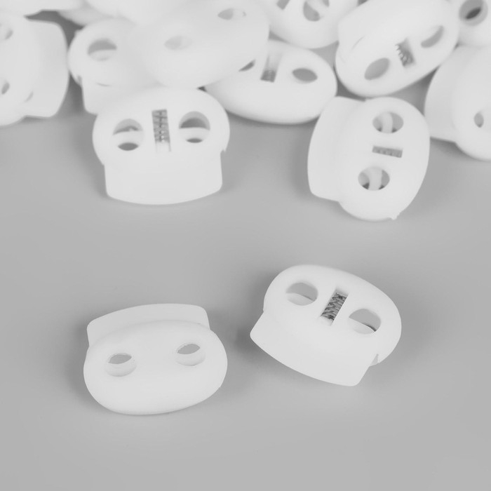 Набор двойных фиксаторов для шнура, d = 4 мм, 20 &times; 18 мм, 50 шт, цвет белый