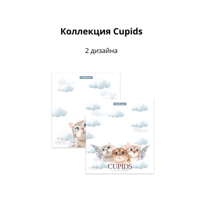 Набор обложек ПП 12 шт, 212 х 347 мм, 80 мкм, ErichKrause "Cupids", для тетрадей и дневников, МИКС