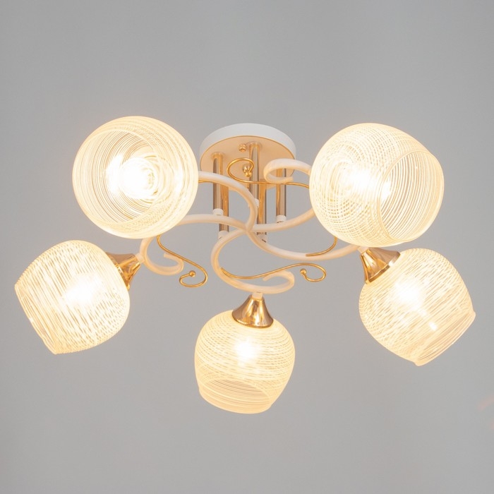 Люстра потолочная Жаклин 5хE27 40Вт Белый, золото Люстра потолочная Жаклин 5хE27 40Вт Белый, золото