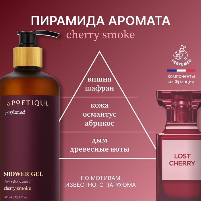 Гель для душа парфюмированный laPOETIQUE, 500 мл, аромат Lost cherry