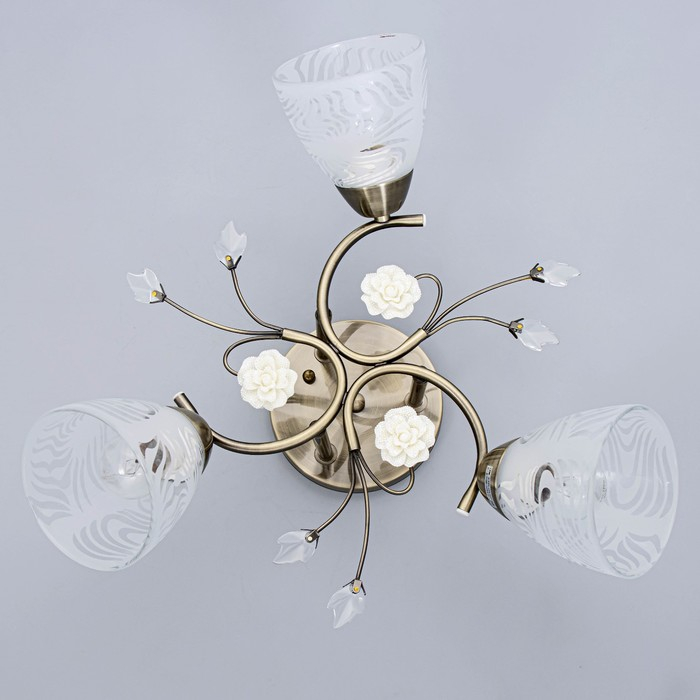 Люстра "Летний цвет" 3х60Вт E27 античная бронза 43х43х25см