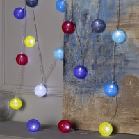 Гирлянда &laquo;Нить&raquo; 5 м с насадками &laquo;Клубки цветные&raquo;, IP20, прозрачная нить, 20 LED, свечение белое, 220 В