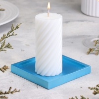 Подсвечник квадратный из гипса,10х1,5см,голубой Подсвечник квадратный из гипса,10х1,5см,голубой