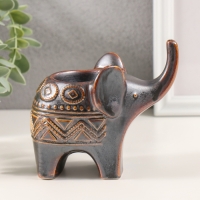 Подсвечник керамика на 1 свечу "Слонёнок. Этнические узоры" коричневый 7х11,5х10,5 см