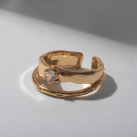 Кольцо &laquo;Таяние&raquo; двойное, цвет белый в золоте, безразмерное