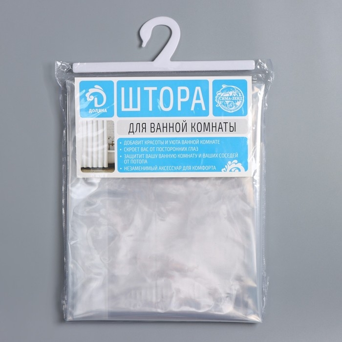 Штора для ванной Доляна &laquo;Лёд&raquo;, 180&times;180 см, PEVA, прозрачная