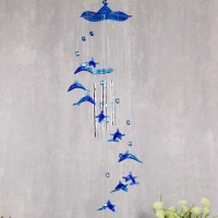 Музыка ветра пластик "Дельфин" 4 трубочки + 11 фигурок Музыка ветра пластик "Дельфин" 4 трубочки + 11 фигурок