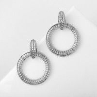 Новый год! Символ года 2025! Серьги со стразами «Змея» кольцо соблазна, цвет чёрный в серебре Новый год! Символ года 2025! Серьги со стразами «Змея» кольцо соблазна, цвет чёрный в серебре