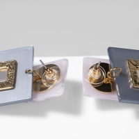 Серьги акрил &laquo;Квадро&raquo;, цвет бело-голубой в золоте